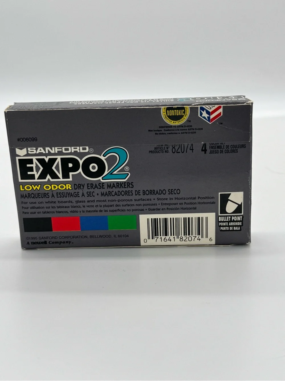 Vintage 1995 Sanford EXPO 2 Dry Erase Markers Low Odor Bullet Tip 4 Color NOS